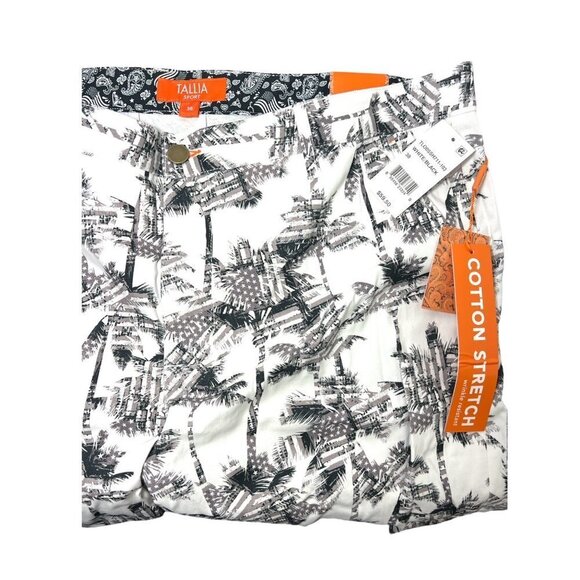 Tallia Mens Black White Tropical Palms Pockets Long Bermuda Shorts Sz 38 New - Picture 5 of 9